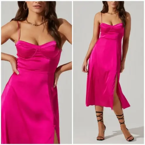 ASTR 💕💕 Bustier Satin Dress ~ Barbiecore Fuchsia Small S NWOT