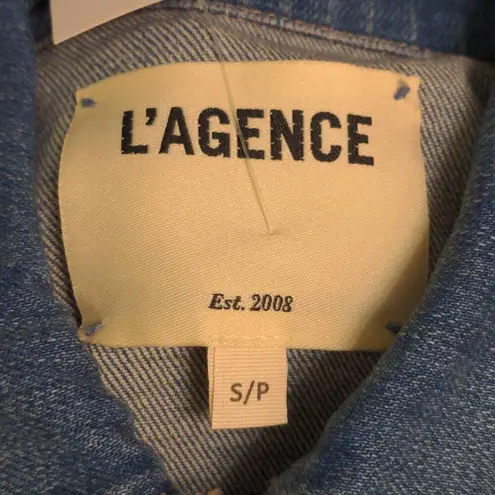 L'Agence Jemma Pomona Denim Jean Jacket Blue Waist Length Button-Up Collar S New
