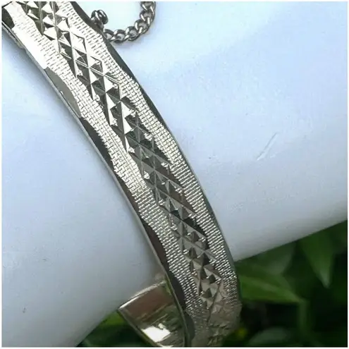 Vintage Pastelli silver Tone rolled gold plated Bangle Bracelet 1970's Etched H