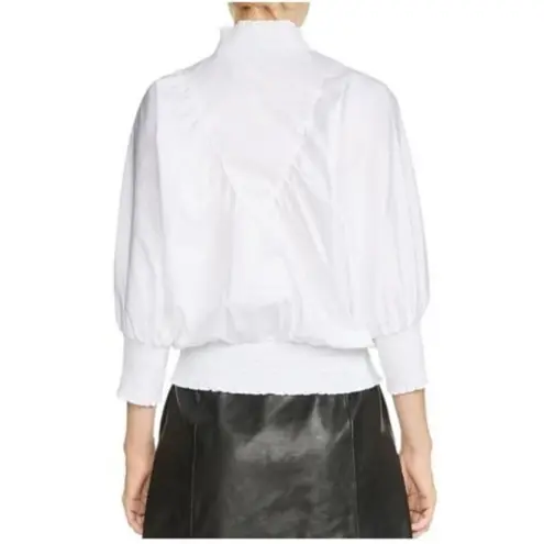 Maje Blouse S NWT Libou Popeline Victorian Smocked Batwing Ecru White Luxury