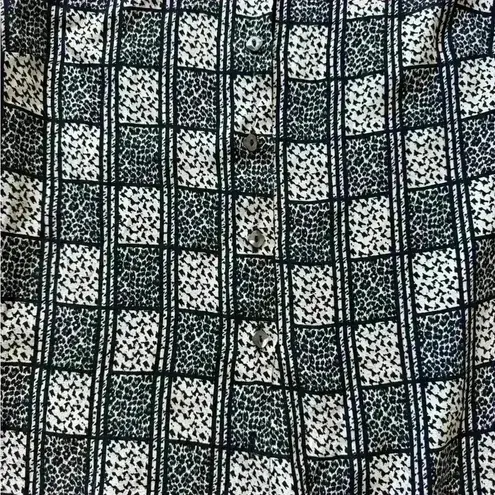 Jaeger Women's Black and White Silk Business Casual Lingerie Sleeve Blouse SizeM