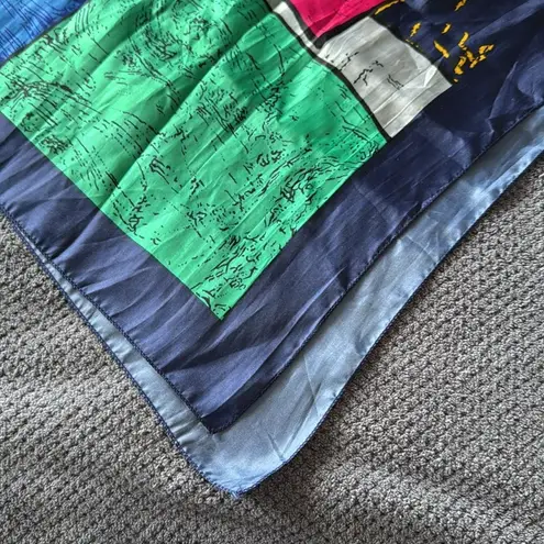 Vintage Picasso Portrait Square Scarf Abstract Art Wrap 34x34 Silky Feel Blue