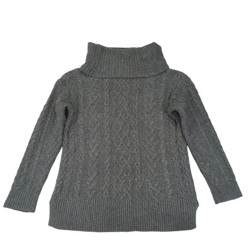 Lauren Jeans Co Ralph Lauren Gray Cable Knit Cotton Blend Turtleneck Sweater L Size L