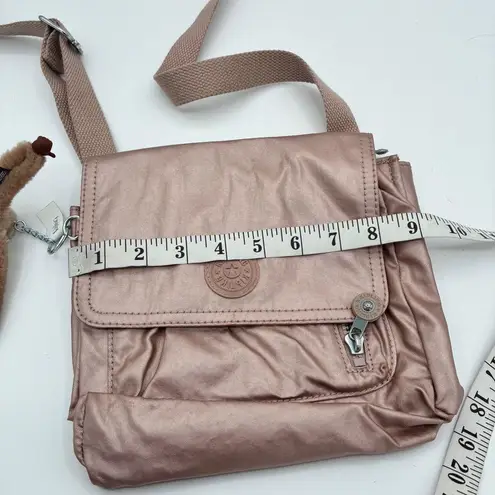 Kipling KI0954 Alexis Crossbody Bag Metallic Rose Gold Shoulder Bag Monkey Charm
