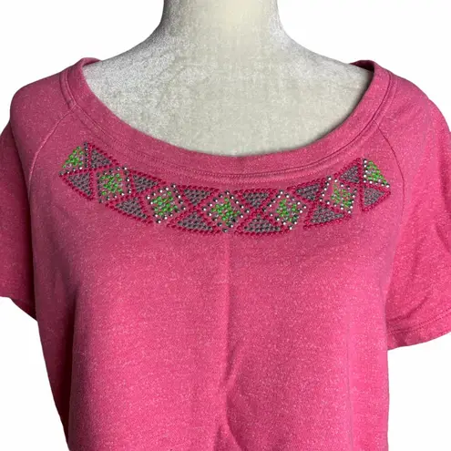 Hannah Short Sleeve Embroidered Sweatshirt 54PE Pink Size M