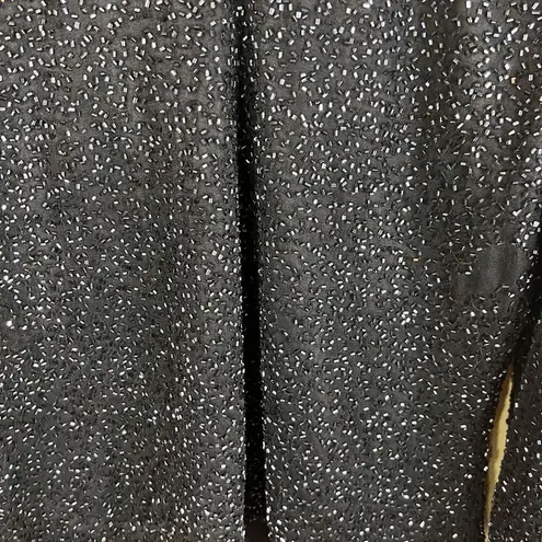 Brillante by JA Womens Size Large Black Beaded Vneck Blouse Formal Cocktail