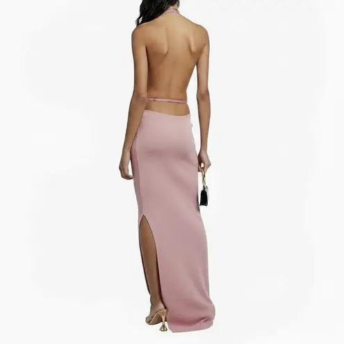 New Aya Muse Edo Halterneck Draped Maxi Dress S Light Pink