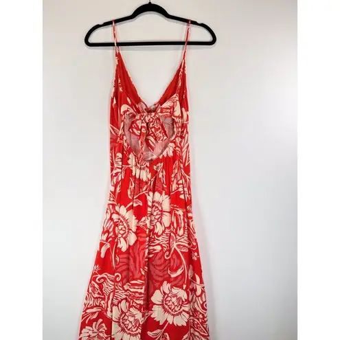 Paper Heart Womens Dress Red Maxi Floral V Neck Cami Cut Out Back A Line Medium