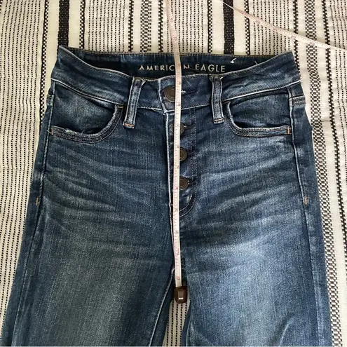 American Eagle  Next Level Stretch High Rise Jegging Crop Distressed Blue Jean 0