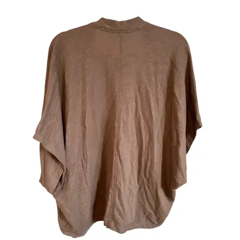 Lands' End Terry Cardigan Sweater Draped Open Front Mushroom Medium Petite Brown Size undefined