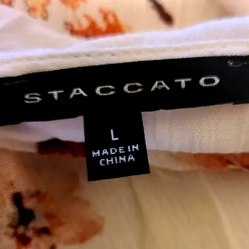 Staccato Women's Criss Cross Neck Floral Blouse w/ Bell Sleeves - Size Large