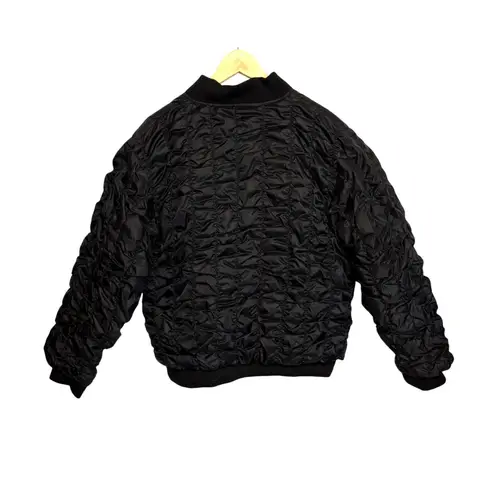 Vintage Lady PJ Mark Black Ruched Puffer Bomber Jacket Size XL Streetwear Grunge