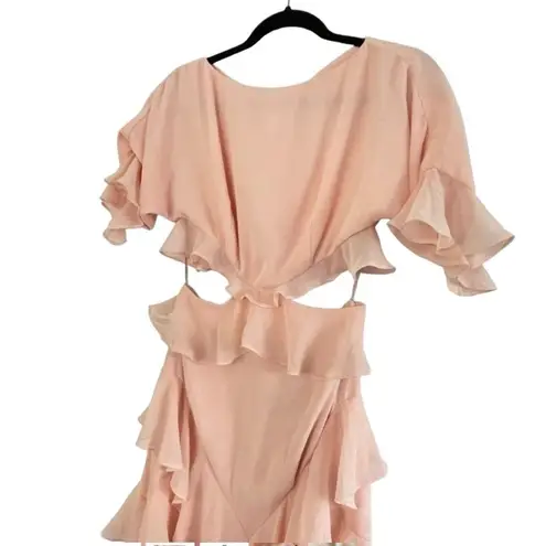 Fame and Partners Marissa Ruffle Maxi Dress Pale Pink Lined Boho Size 2 NWT