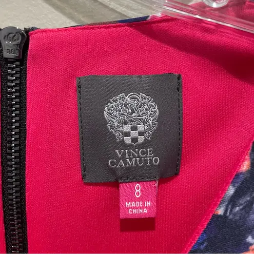 Vince Camuto  Floral Print Short Sleeve Sheath Dress Black Multi Women’s Size 8