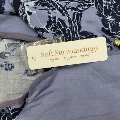 Soft Surroundings Tranquil Blooms Kimono Shirt XL Blue Floral Velvet Burnout New