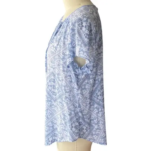Como vintage NWT ~ Blue Floral Boho Peasant Pullover S/S Bohemian Blouse ~ XL