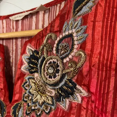 Soft Surroundings Luxurious Embroidered Kaftan Swim Cover Up Size L Cruise Wear