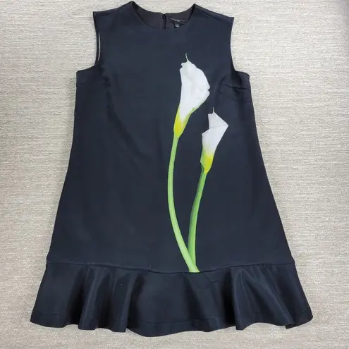 Victoria Beckham  Target Calla Lily Dress Womens L Black Satin Ruffle Peplum Hem
