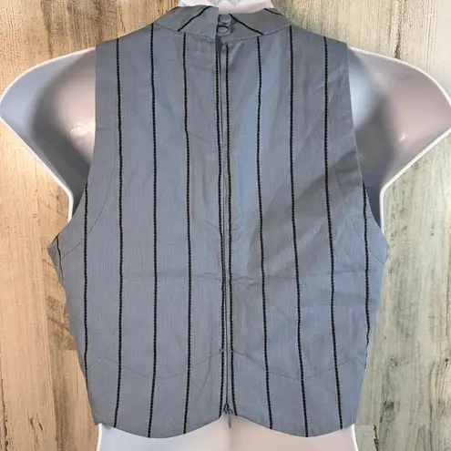 JOA LA Crop Top XS | Blue Pinstripe | Scalloped Edge | NWT | Cotton | MSRP $78