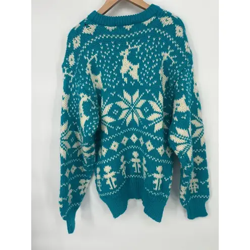 Vintage Lord & Taylor Young Americans Sweater Mens M Chunky Holiday Christmas Blue Size M