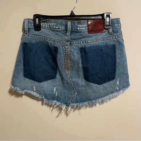 One Teaspoon  Junkyard Mini Denim Button Fly Skirt in Royale- Size 28