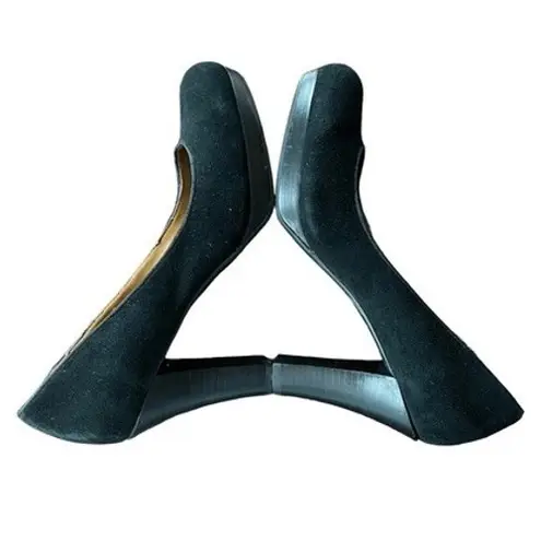 Adrienne Vittadini Black Suede Platform Block Heel Pumps Women's Shoes