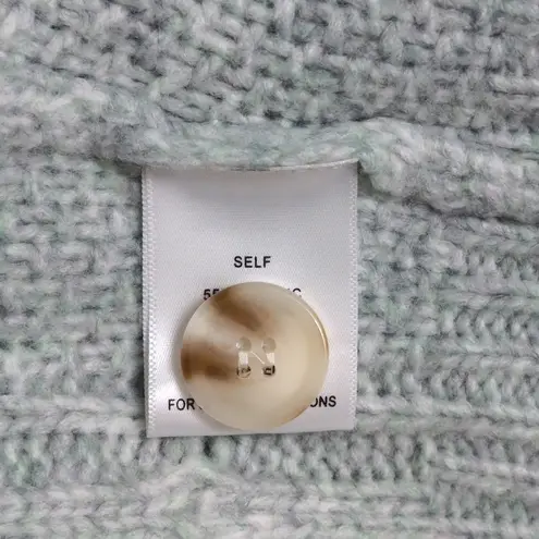 Marea Classic Cable Knit Cardigan in Green Wool Blend Size S