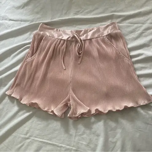 Blue B Satin Ribbed Sleek Shorts Size Medium Light Pink