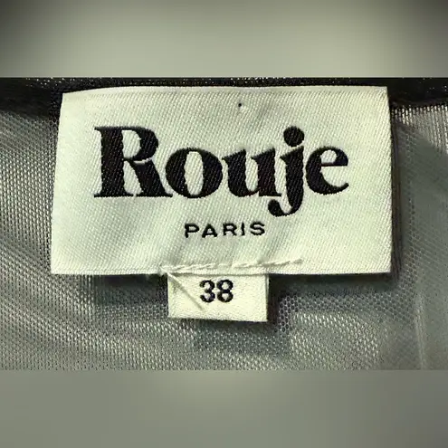 Rare Rouje Paris Ahmet Black Floral Mesh Top Lavender Rose Print Size 38 (US 6) Purple