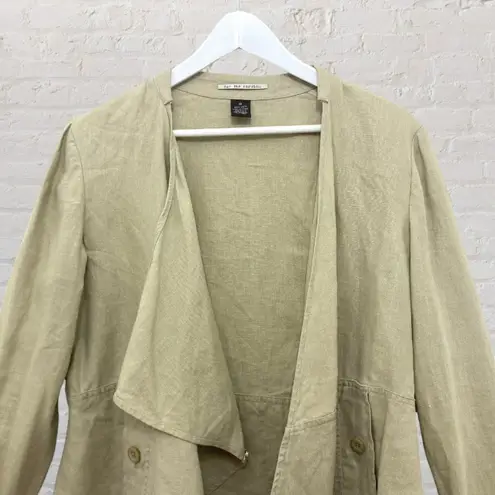 FOR THE REPUBLIC 100% Linen Open Front Blazer 12 - Tan Sage