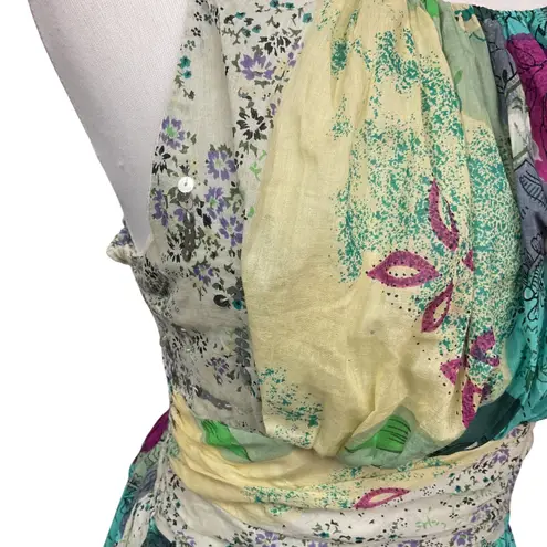 Raga Anthropologie Floral Print Sequin Sheer Boho Chic Midi Dress Size Small NWT