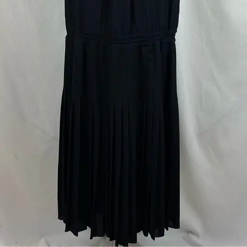 Vince  Black Drop Waist Pleated Neutral Minimalist Midi Dress NWOT Size XL