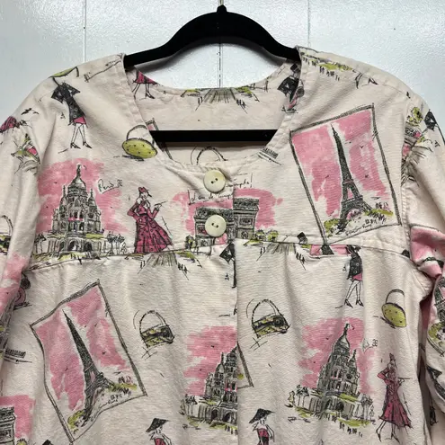 Women's Art to Wear 3/4 Sleeve Button Front Shacket Size Large Side Pockets Pink