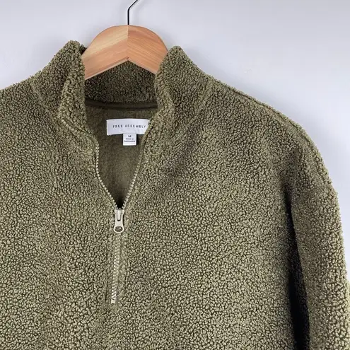 Free Assembly Women's Half Zip Faux Sherpa Sweatshirt