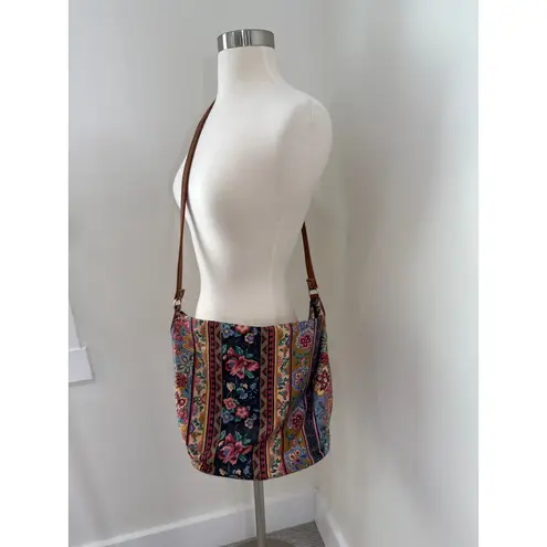 Richmark Vintage Floral Patchwork Crossbody Purse Made in USA Denim Retro Granny Blue