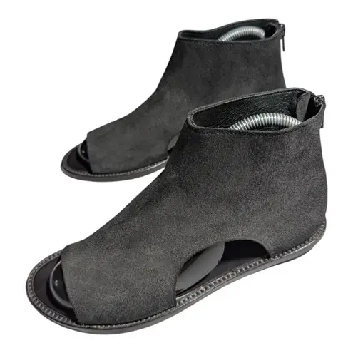 Walk by Anat Dahari Black Leather Handmade Open Toe Closed Heel Sandals 37 6.5