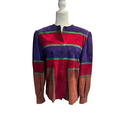 Mario Valentino Made in Italy suede jacket bold color-block Italian 42 (US S-M)a