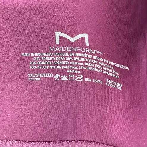 Maidenform Wireless Comfort Bra T-Shirt Everyday Support Purple 3XL Wire- Free