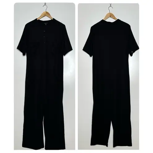 Universal Standard Black Button Front Wide Leg Jumpsuit Coveralls Size XS 10-12 - Image 2