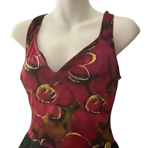 Longitude Vintage 90s Skirted Geometric Abstract One Piece With Skirt Swimwear S