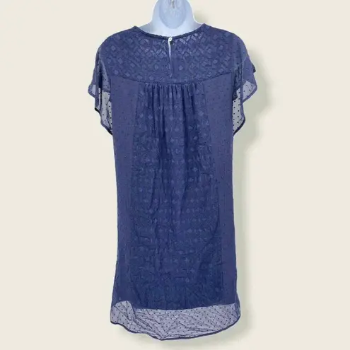 Daniel Rainn Dress Womens XS Purple Crochet Textured Flutter Sleeve Lined