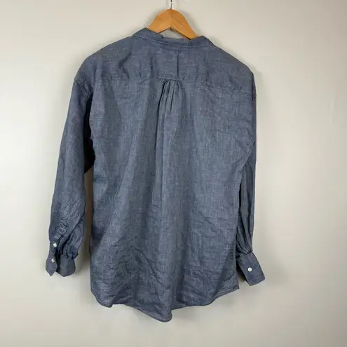 Ann Mashburn Anaya Popover Shirt Indigo Cotolino Chambray Women's Size Small