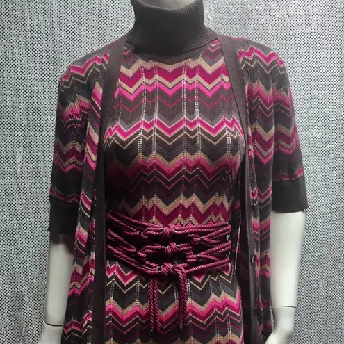 Anthropologie  Beth Bowley knit sweater dress duster 2pc set chevron stripe M L