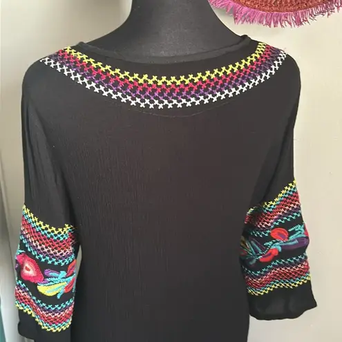 Women’s Cotton Gauze V Neck Side Split Embroidered Summer Vacation Cover Up Red