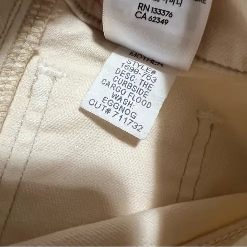 MOTHER The Curbside Cargo Flood Jeans in Egg Eggnog Cream NEW 26 White