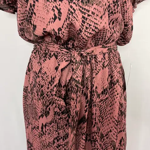 The Vanity Room New Snake Print Handkerchief Hem Dress V-Neck Flutter Sleeve