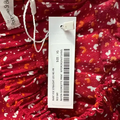 Poupette St Barth Red Sky Rayon Georgette Foe Printed Pants Size US XS