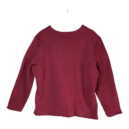 Classic Elements Autumn Leaf Burgundy Sweater Embroidered Grandmacore Fall Style