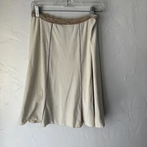 July Five Skirt Y2k Medium Large Cream Beige Lace Trim Boho Slip Style Y2k Fairy