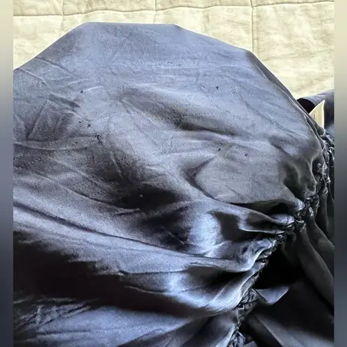 Aritzia Wilfred Only Ruched Slip Satin Midi/Mini Dress Navy Blue Medium